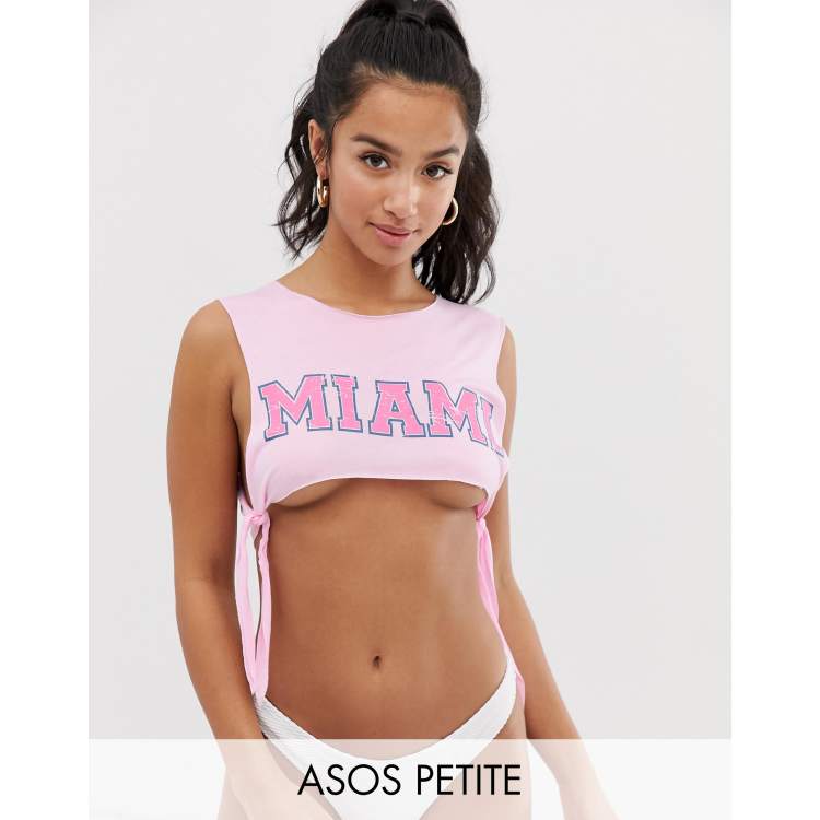 ASOS DESIGN Petite under boob Miami beach crop top