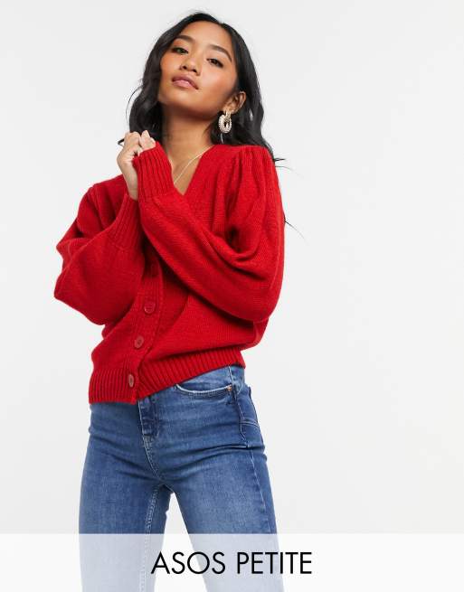 red v neck cardigan