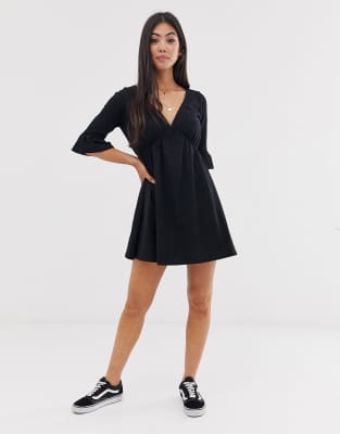 asos black frill dress