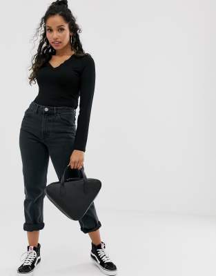 asos black long sleeve top