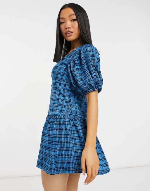 Asos design mini smock sundress with pep hem online