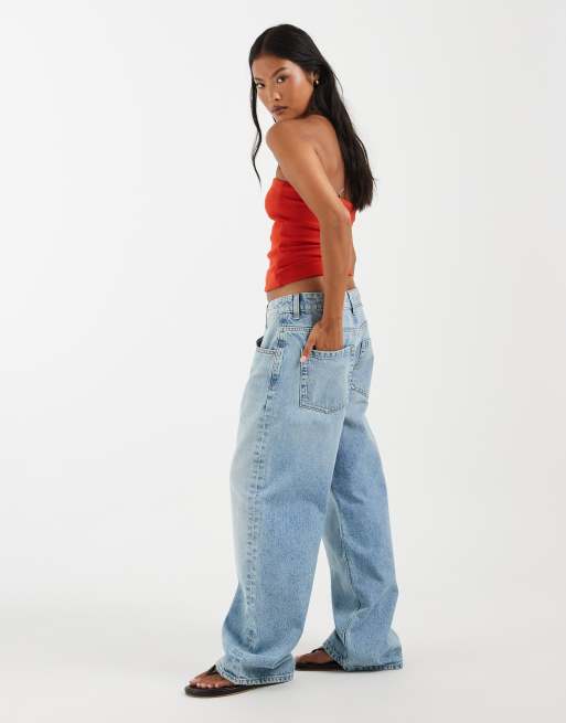 ASOS DESIGN Petite - Vaqueros boyfriend holgados extragrandes con lavado azul claro, 2 de 5