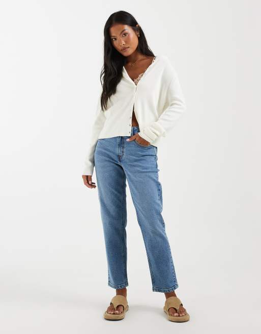 ASOS DESIGN Petite - Vaqueros mom azul claro de corte slim, 2 de 5