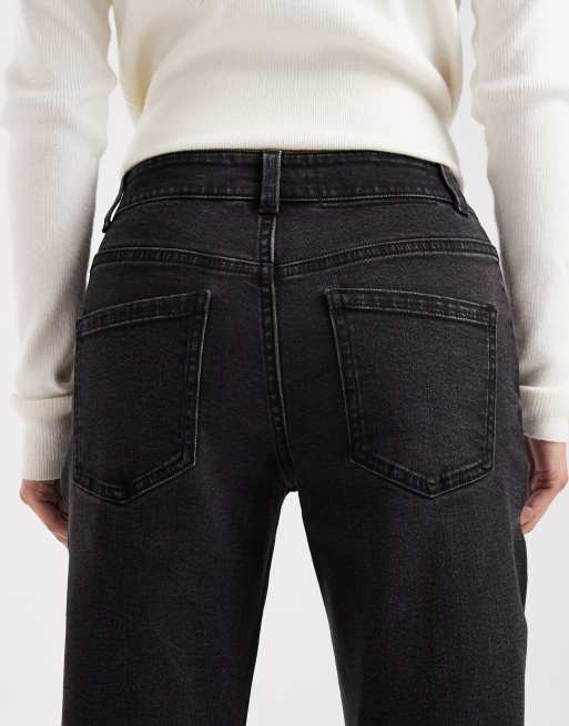 ASOS DESIGN Petite - Vaqueros mom negros de corte slim, 4 de 5