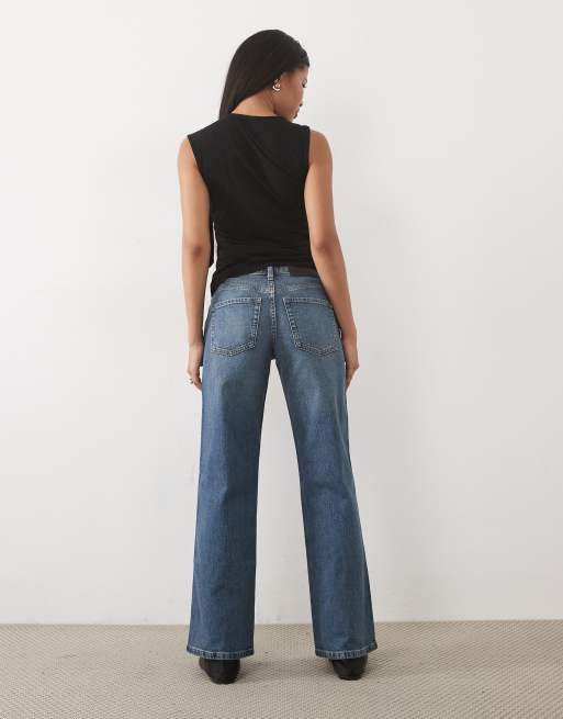 ASOS DESIGN Petite - vaqueros rectos elásticos cómodos en lavado vintage oscuro, 5 de 5