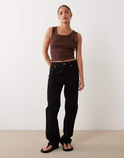 ASOS DESIGN Petite - vaqueros slim de pernera recta en negro - view 1