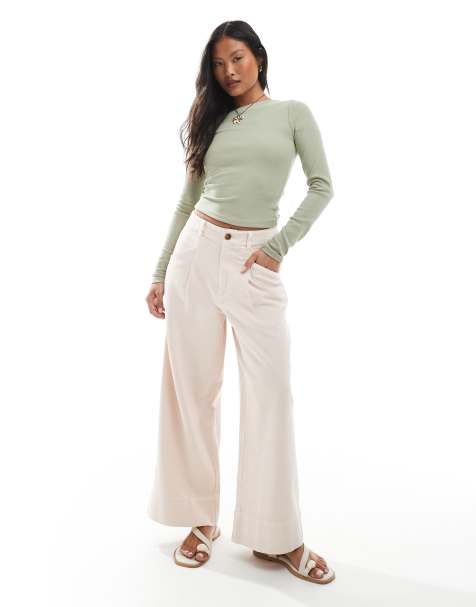 ASOS DESIGN Petite - Vasket lyserøde cropped bukser med vide ben - view 1