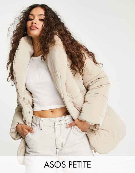 Missguided Tall oversized belted puffer jacket in mink