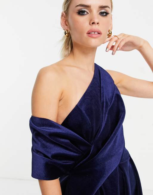 Asos navy cheap prom dress