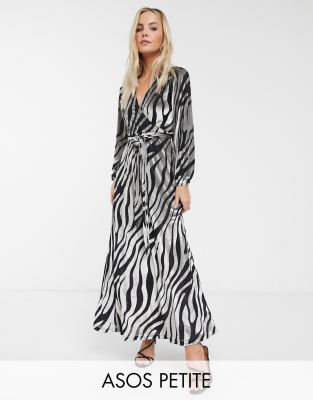 zebra velvet wrap dress