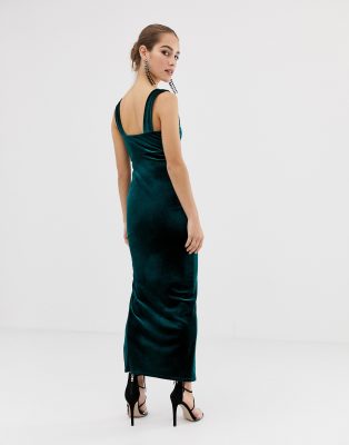 asos design velvet square neck maxi dress