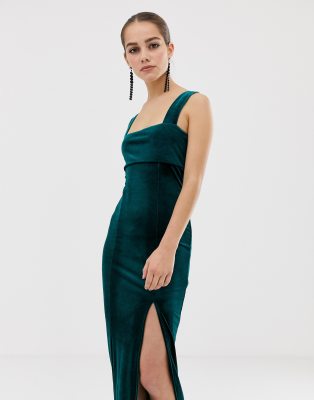 square neck velvet dress