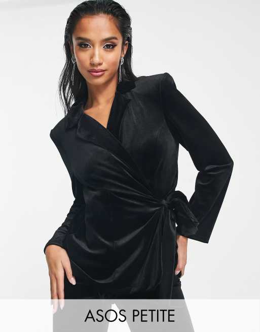 Velvet wrap sale blazer