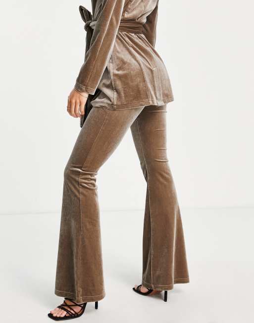 ASOS DESIGN Petite velvet suit kickflare pant in mink, 2 of 4