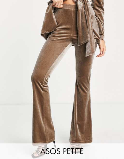 Topshop stripe print low rise cord flare pants in chocolate