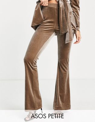 ASOS DESIGN Petite velvet suit kickflare trouser in mink - ASOS Price Checker