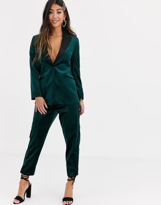 Green velvet suit outlet womens