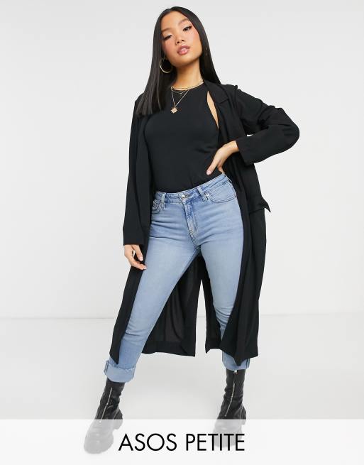 ASOS DESIGN Petite Veste longue et douce Noir