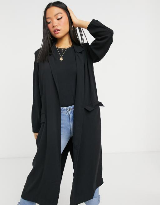 ASOS DESIGN Petite Veste longue et douce Noir