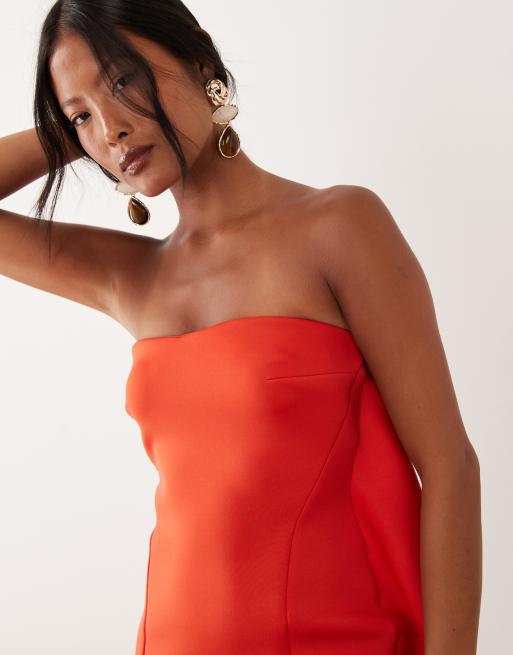ASOS DESIGN Petite - Vestido corto escarlata abullonado de tejido efecto neopreno, 4 de 4