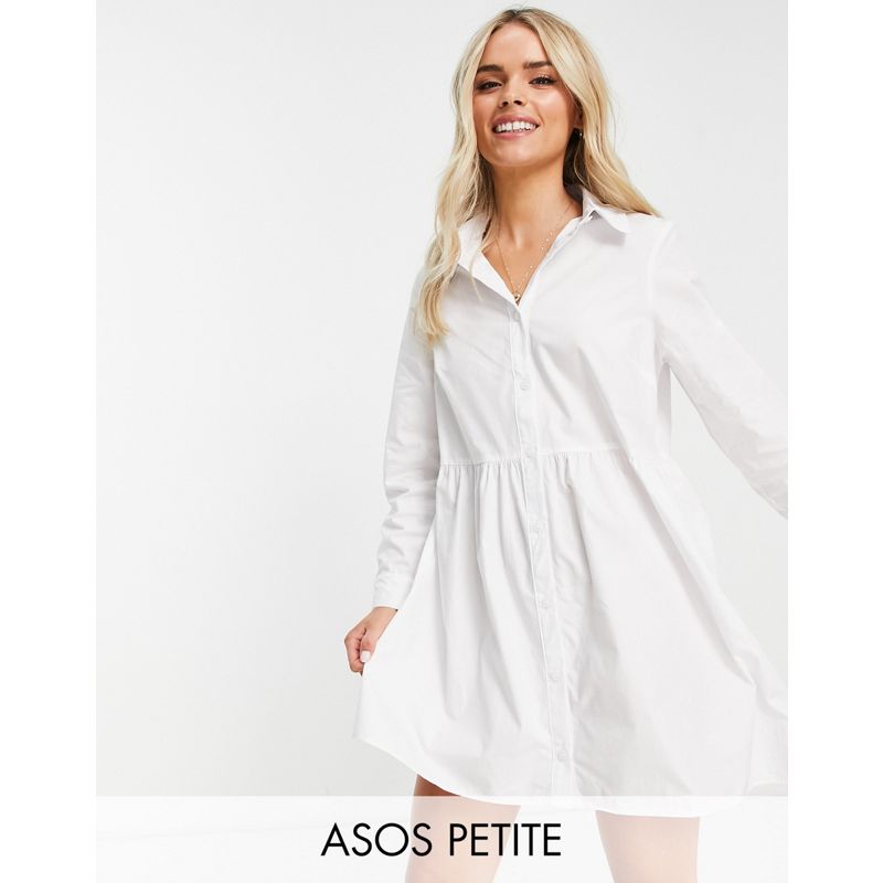 Vestiti Donna DESIGN Petite - Vestito camicia stile grembiule corto bianco in cotone