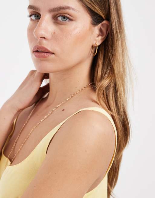 ASOS DESIGN Petite - Vestito corto a trapezio con scollo rotondo color limone, 3 di 4