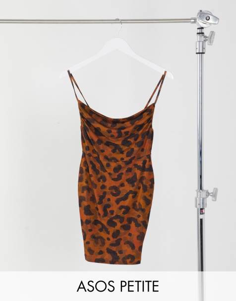 ASOS DESIGN Petite - Vestito corto con spalline sottili e scollo ad anello in stampa animalier - view 1