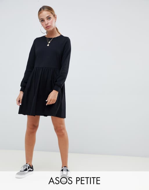 ASOS DESIGN Petite - Vestito grembiule in cotone a maniche lunghe