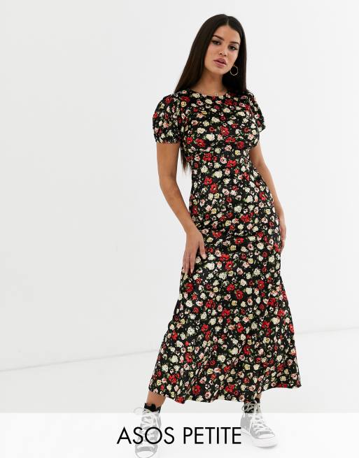 Asos Design Petite Vestito Lungo Da Giorno In Velluto Con Stampa Asos