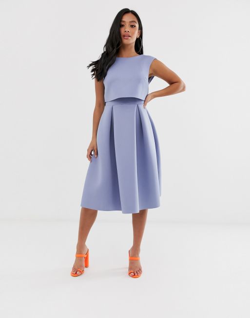 Asos Design Petite Vestito Midi Da Cerimonia Con Top Corto E Risvolto Sul Retro Asos