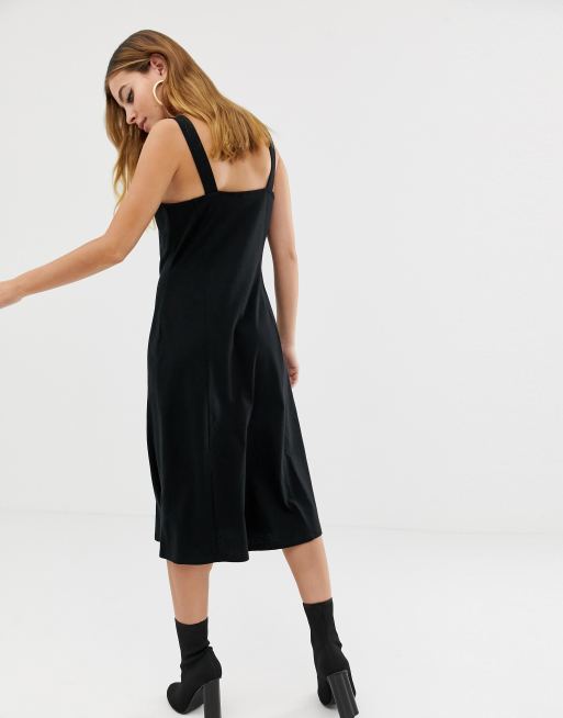 ASOS DESIGN - Vestito scamiciato midi con bottoni grandi