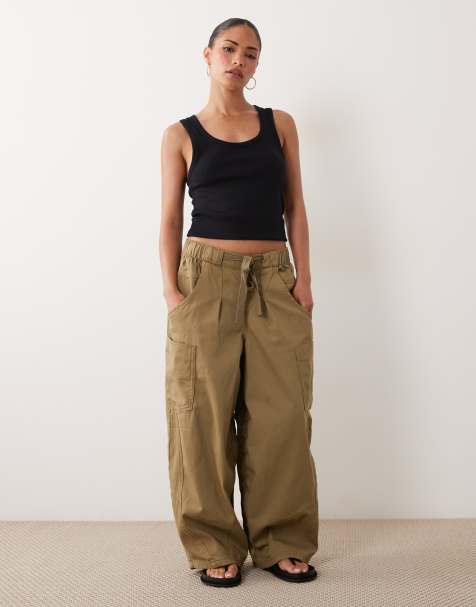 ASOS DESIGN Petite vida utility-byxor i khaki - view 1