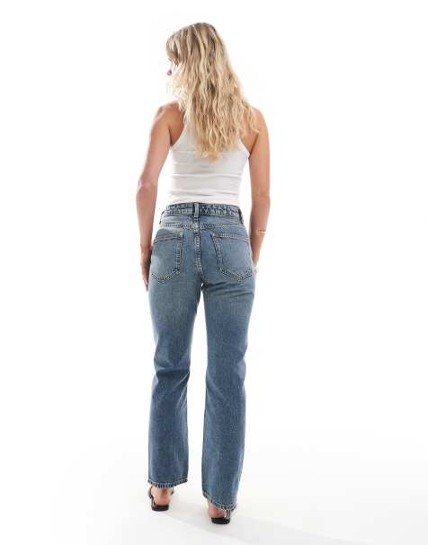 ASOS DESIGN Petite – Vintagetvättade, raka jeans med medelhög midja - view 1