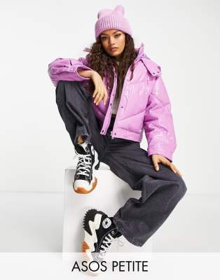 Vinyl puffer hot sale coat womens