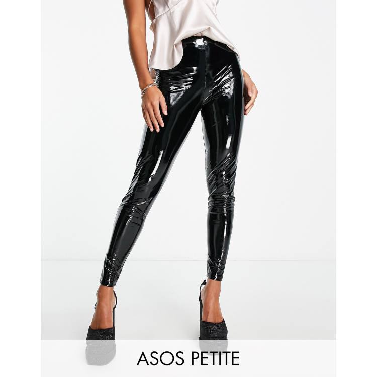 ASOS DESIGN Petite vinyl leggings in black