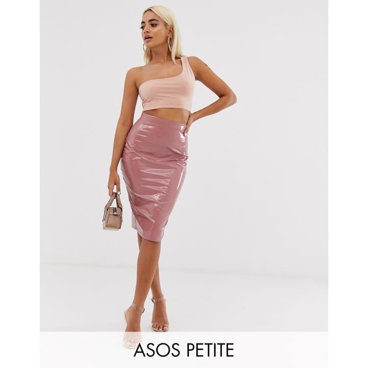 Pink vinyl skirt asos store