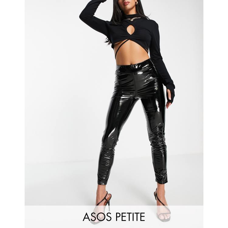 Petite black 2025 vinyl leggings