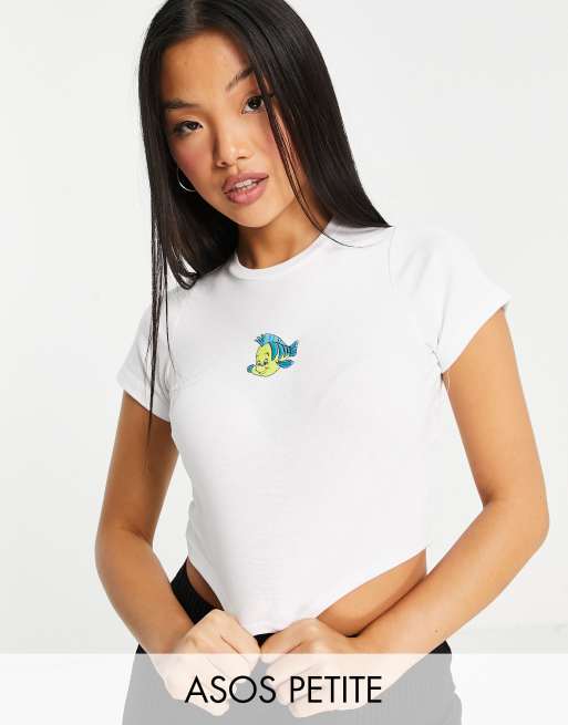 ASOS DESIGN Petite – Vit kort t-shirt med 