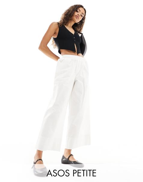 ASOS DESIGN Petite – Vita culotte-byxor i dra på-modell - view 1
