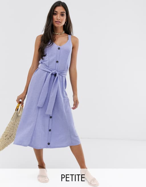 ASOS DESIGN Petite Vorn geknöpftes MidiSommerkleid mit Gürtel ASOS
