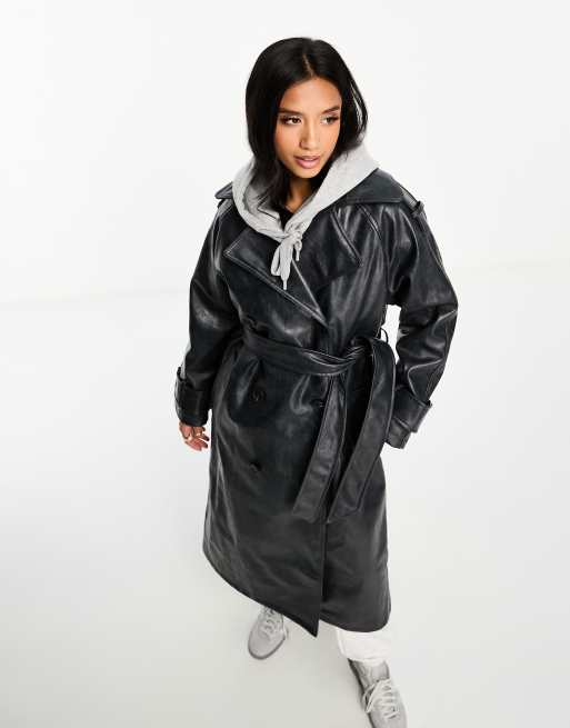 Petite leather trench coat best sale