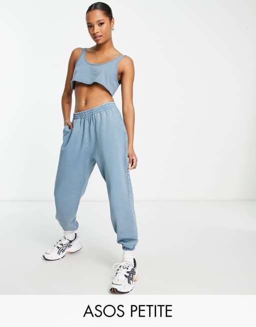 ASOS DESIGN Petite washed oversized jogger in blue, ASOS