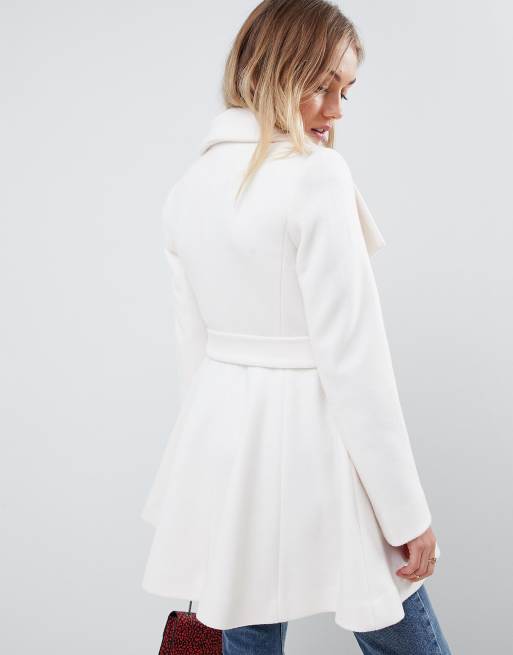 ASOS DESIGN Petite waterfall collar coat with tie belt