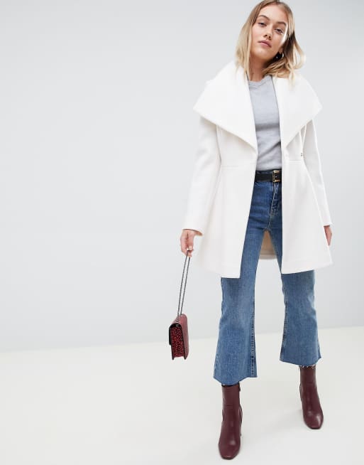 Asos design waterfall collar coat with tie belt sale