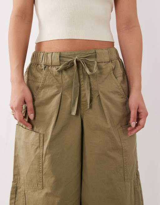 ASOS DESIGN Petite – Wciągane spodnie barrel w kolorze khaki, 5 z 5