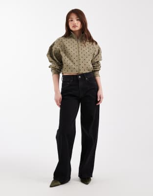 ASOS DESIGN Petite - Weite Dad-Jeans in Schwarz