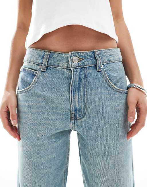 ASOS DESIGN Petite – Weite Jeans in blassem Vintage-Blau mit niedrigem Bund , 5 von 5