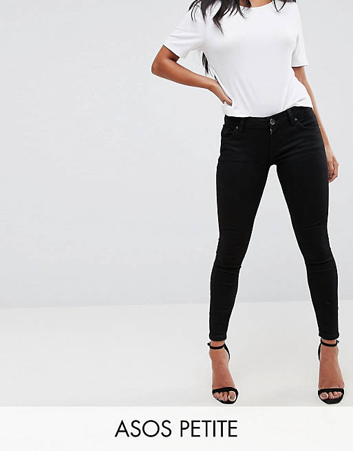 ASOS DESIGN Petite - Whitby - Jeans skinny a vita bassa nero pulito