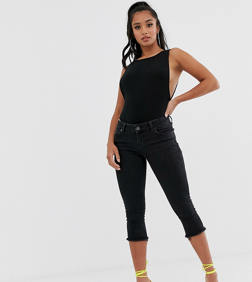 ASOS DESIGN Petite Whitby low rise cropped skinny jeans in washed black
