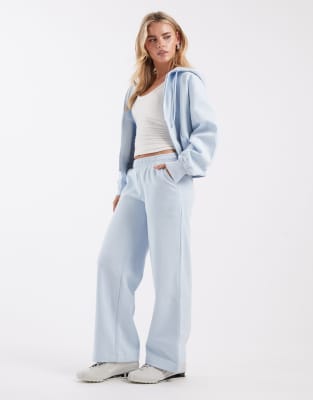 wide leg brushback sweatpants in baby blue